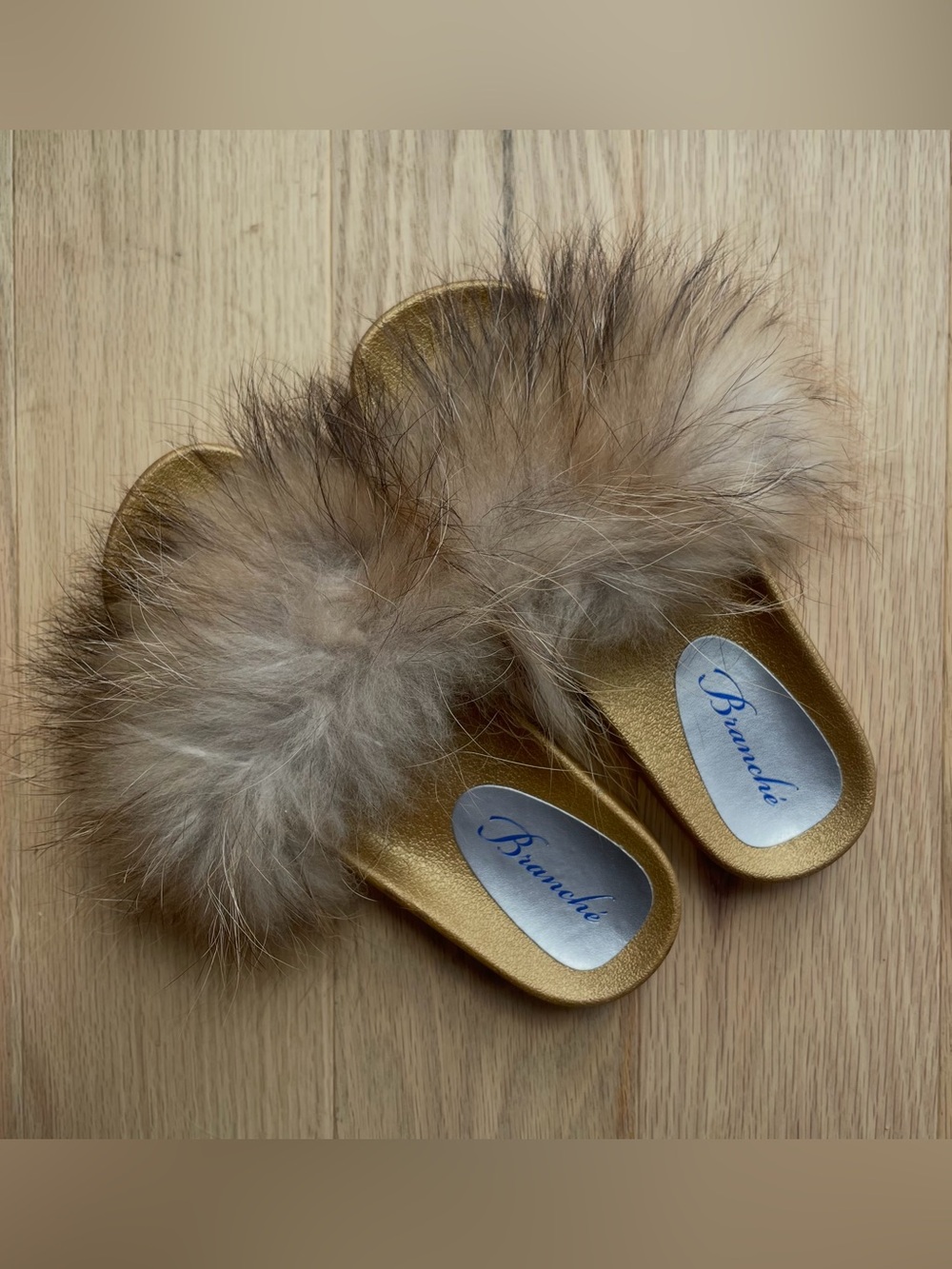 Branche Authentic Fur Slides Slippers Sandals Sz 11 Luxury Loungewear Fall Chic